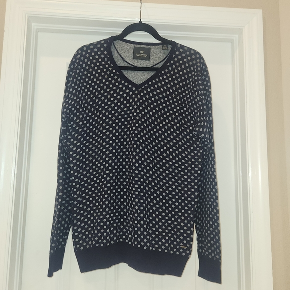 Scotch and Soda Cotton Polka Dot V-neck Sweater Size Large - Picture 1 of 6